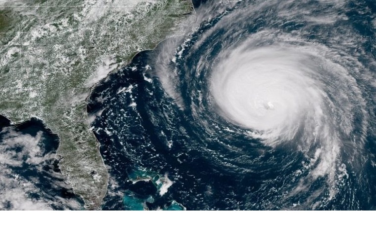  Florence chega mais cedo à costa Leste dos EUA: inicialmente prevista para sábado, a chegada do furacão Florence ao continente está agora anunciada já para esta sexta-feira. (Foto - NOAA)
